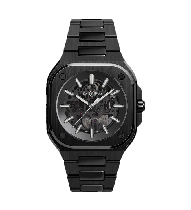 bell ross skeleton black ceramic front