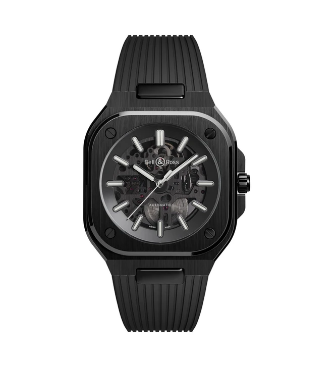 bell ross skeleton black ceramic rubber front