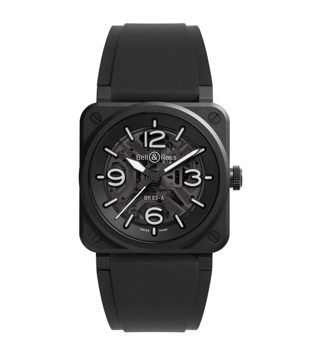 bellross BR03 Skeleton Black Ceramic front