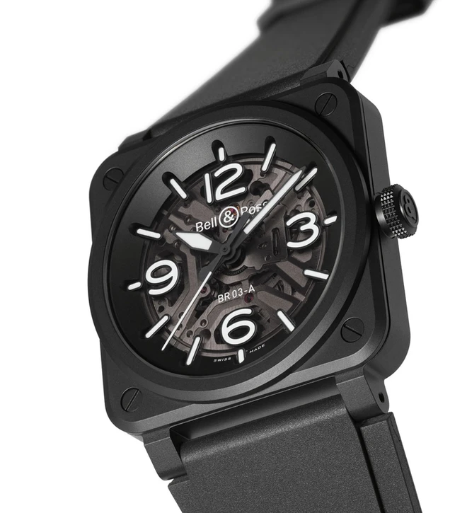 bellross BR03 Skeleton Black Ceramic dial