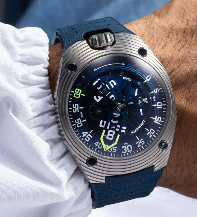 urwerk ur150 scorpion blue wristshot