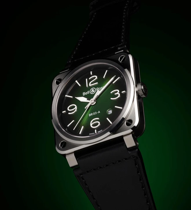 bellross br03 green steel dial