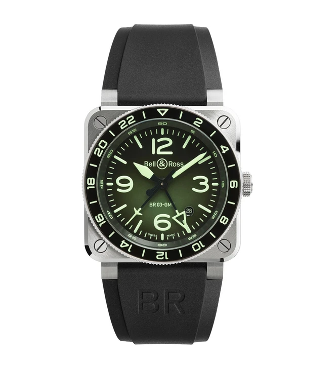 bellross br03 gmt green lum front