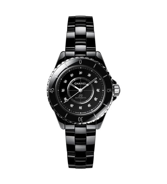 chanel j12 black diamonds 33mm H9742 front