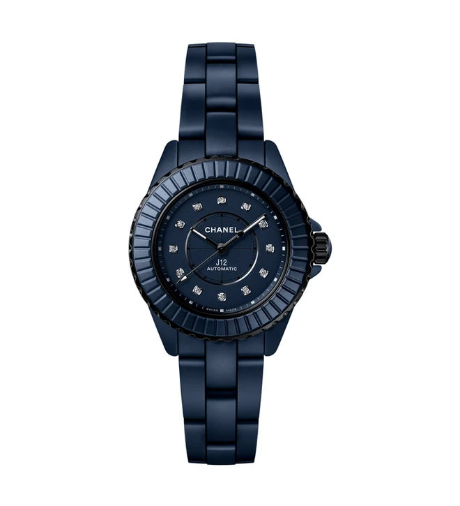 chanel j12 night blue diamonds 33mm H9657 front