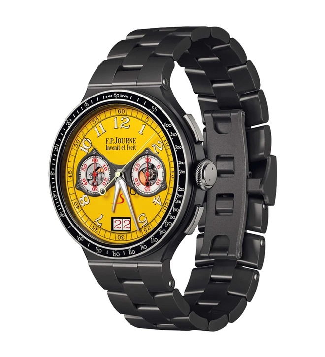 Chronographe_Rattrapante_titanium_fpjourne_yellow_dial_watch
