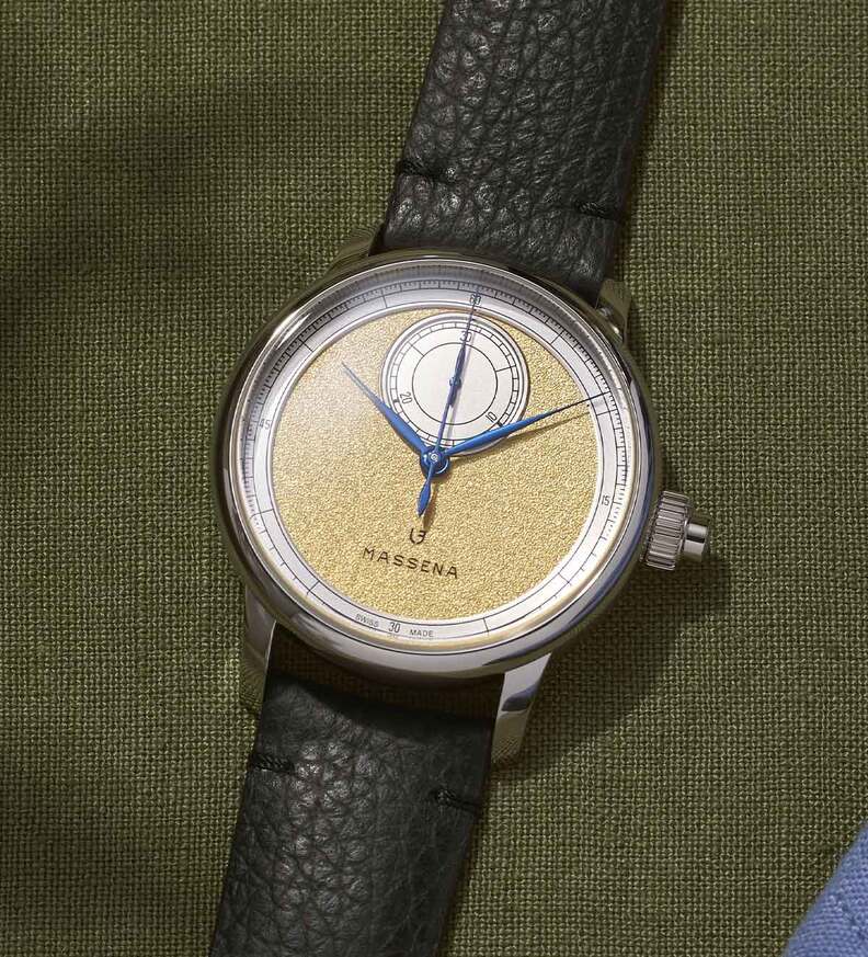 louis erard chronographe monopoussoir massena lob gold dial