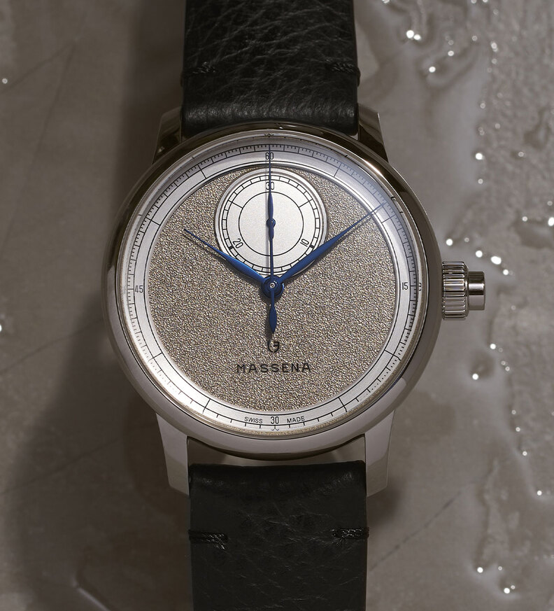 louis erard chronographe monopoussoir massena lob silver dial