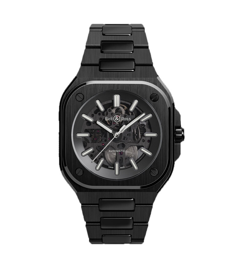 bell ross skeleton black ceramic front