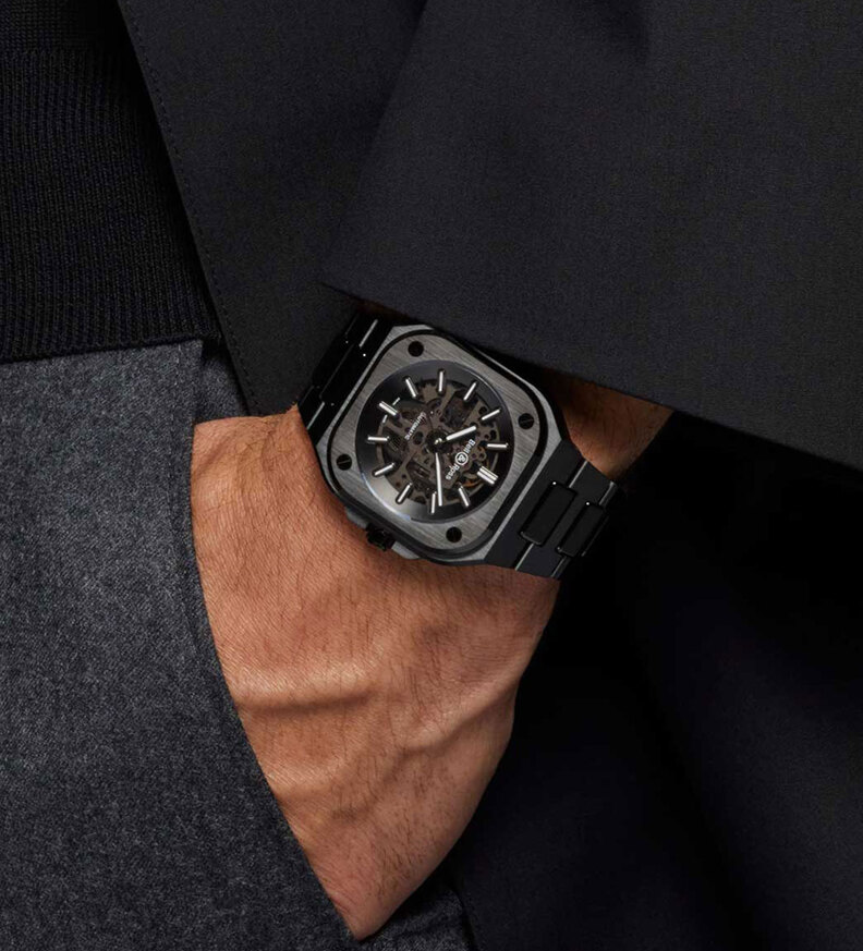 bell ross skeleton black ceramic wristshot