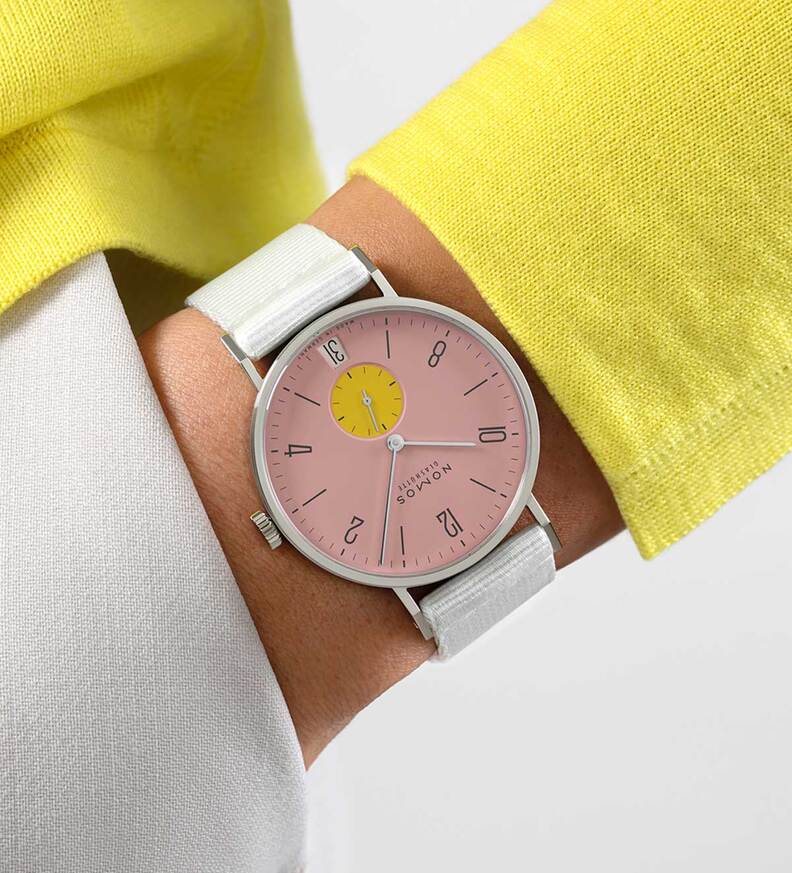 nomos tangente bubblegum wristshot