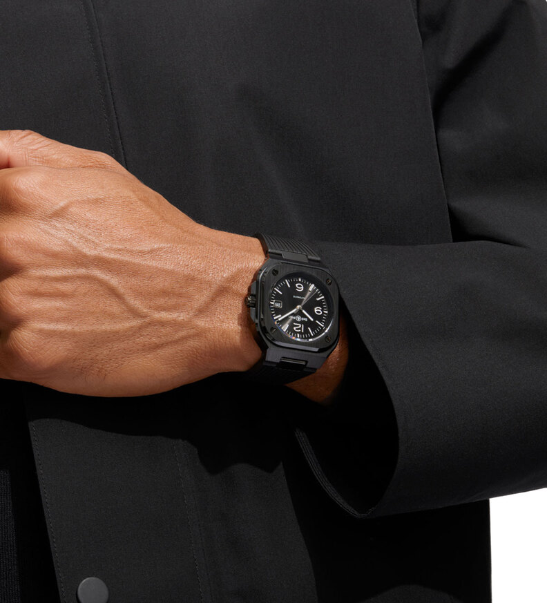 bell ross black ceramic rubber wristshot