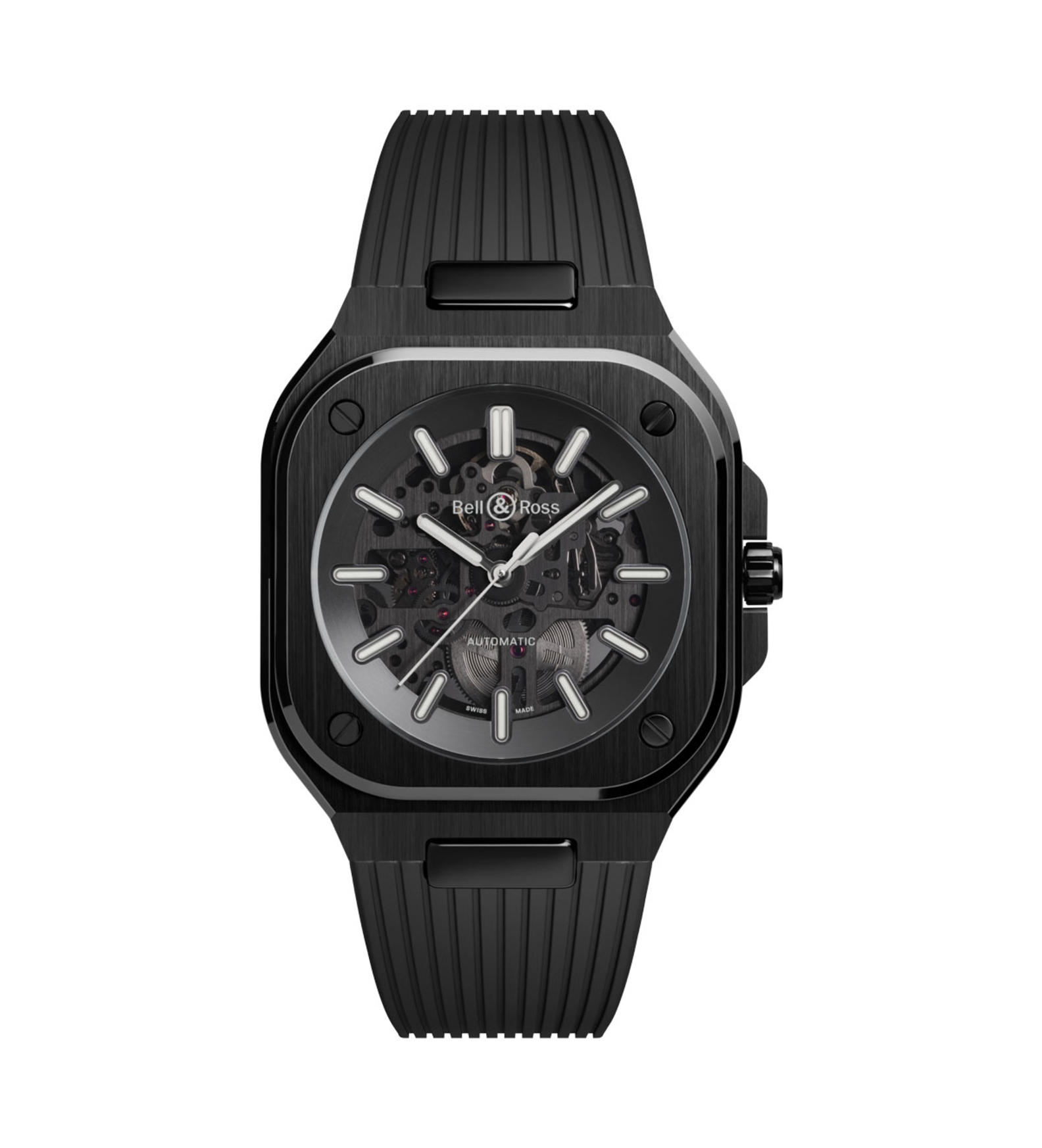 bell ross skeleton black ceramic rubber front