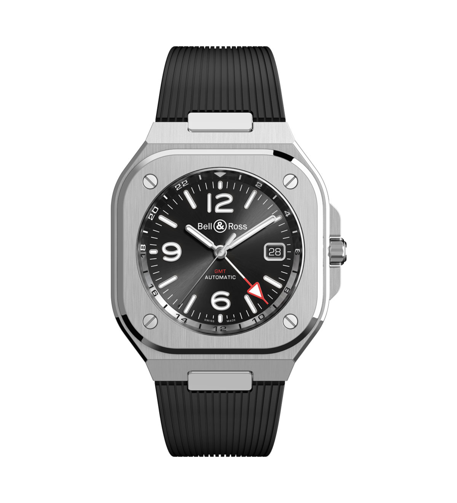 BR05 gmtblack rubber bellross front