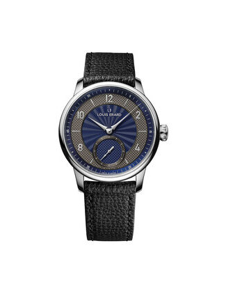 louis erard petite seconde guilloche blue front