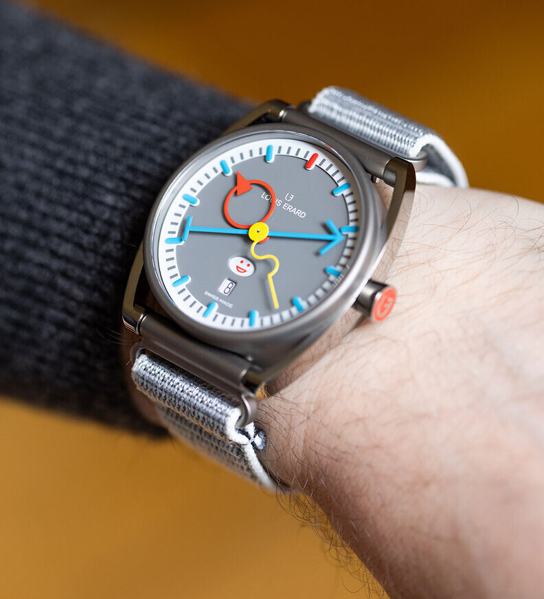 louis erard alain silbertein day date grey wristshot