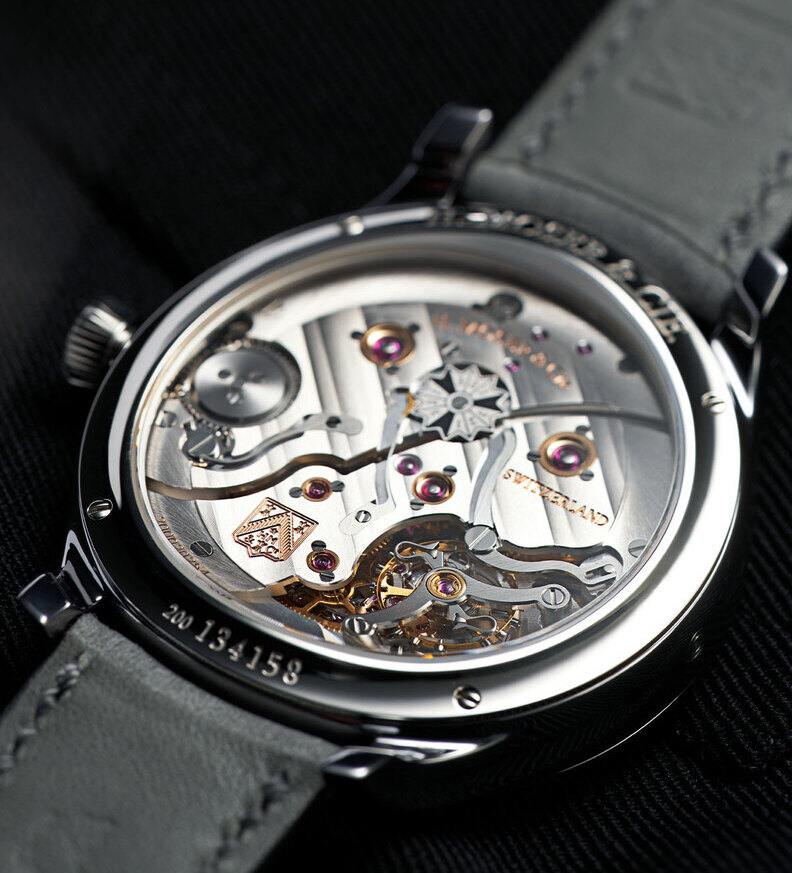 HMoser 18002000 Endeavour Perpetual Calendar Tantalum Blue Enamel  caseback