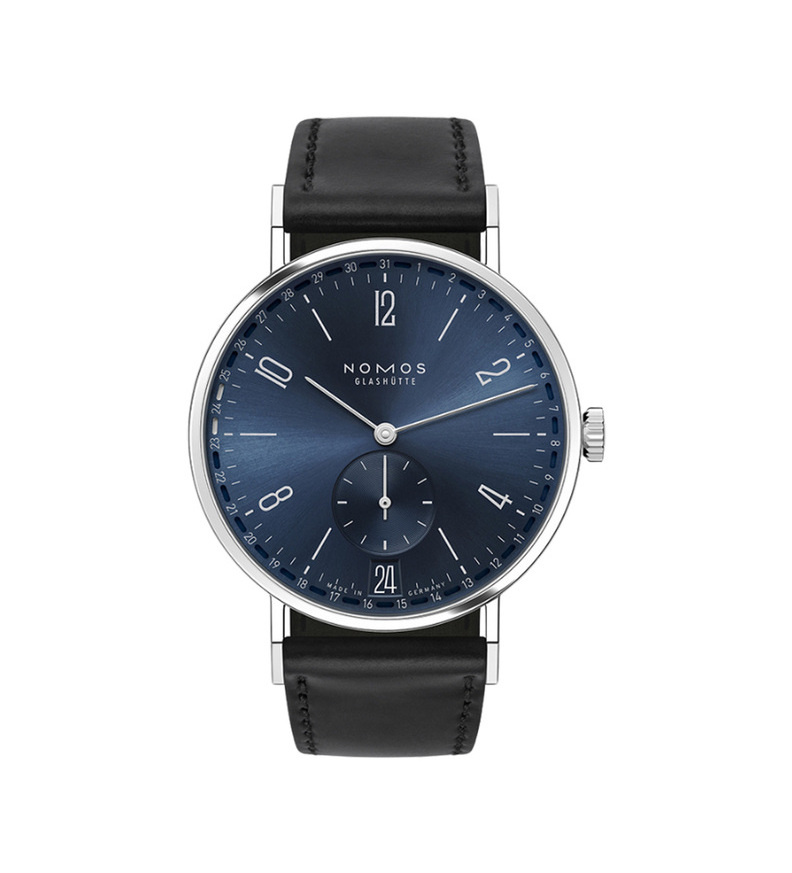 nomos tangente 2date blue front