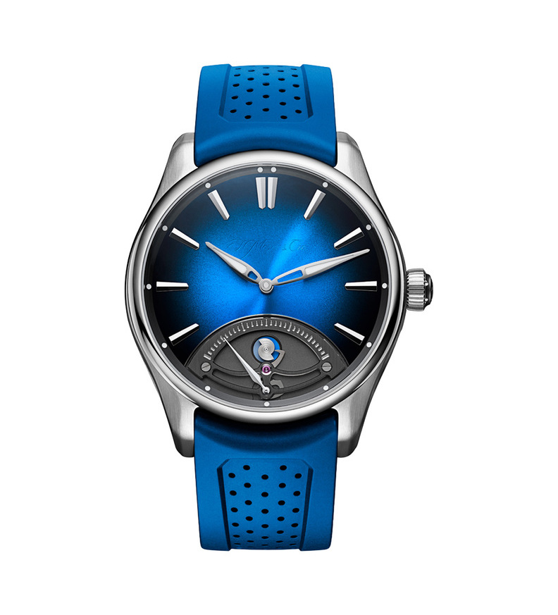 hmoser pioneer retrograde seconds midnight blue front