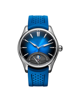 hmoser pioneer retrograde seconds midnight blue front