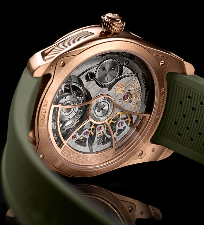 HMoser Pioneer Tourbillon RG Burgundy Fume caseback