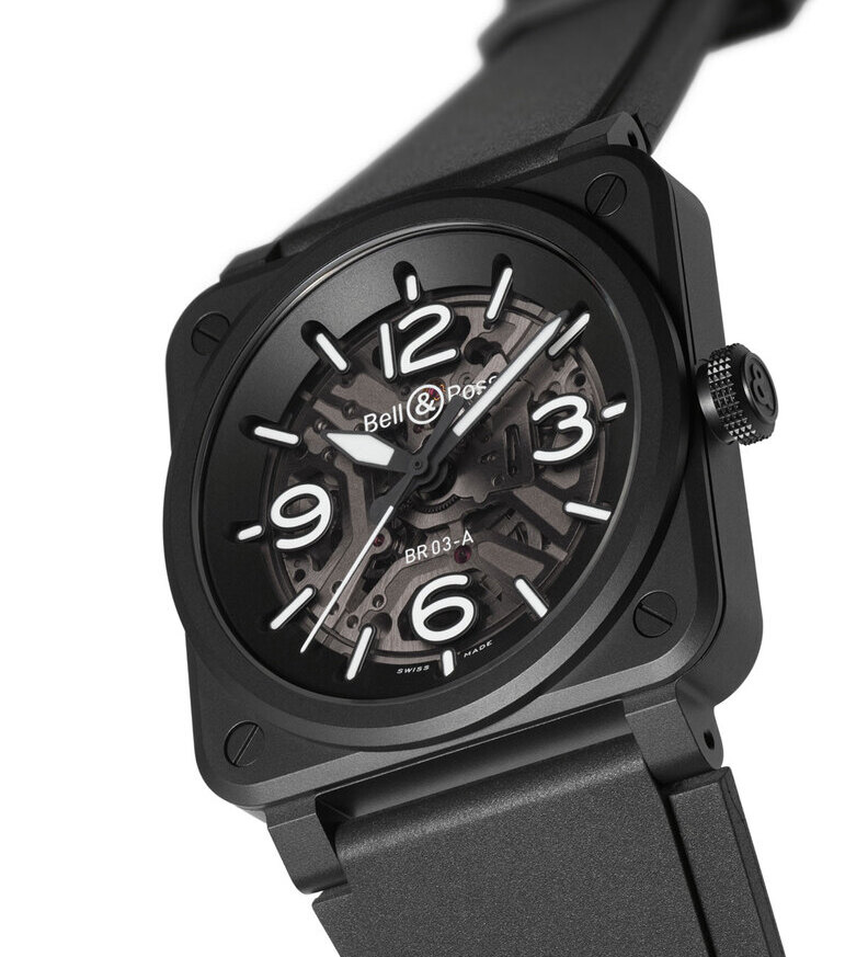 bellross BR03 Skeleton Black Ceramic dial