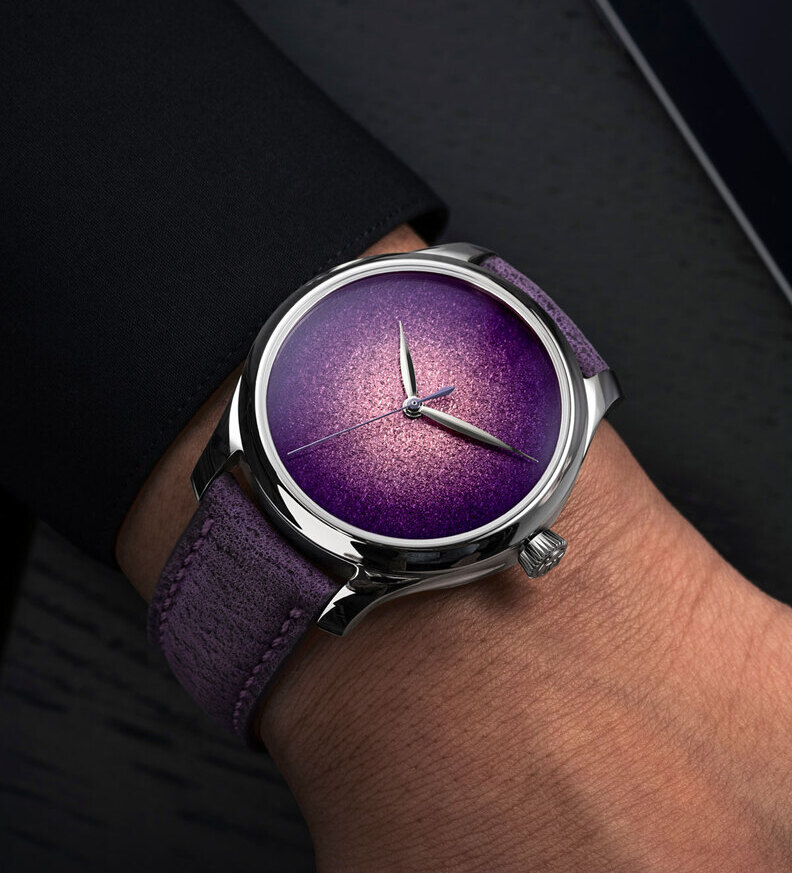 Moser Endeavour Centre Seconds Concept Purple Enamel Wristshot