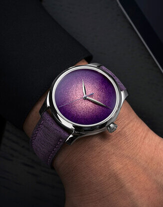 Moser Endeavour Centre Seconds Concept Purple Enamel Wristshot
