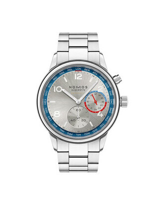 Nomos Club Sport neomatik Worldtimer silver front