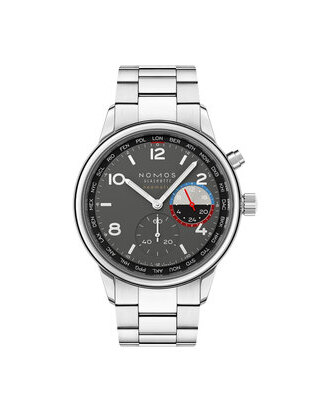 Nomos Club Sport neomatik Worldtimer Volcano front