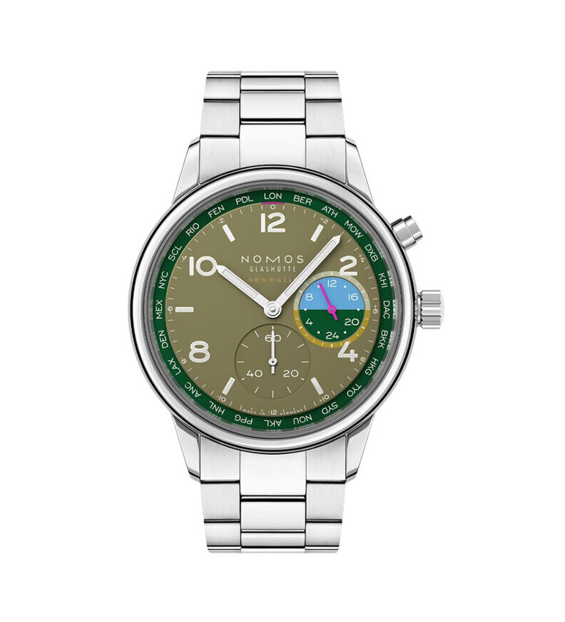 Nomos Club Sport neomatik Worldtimer Jungle front