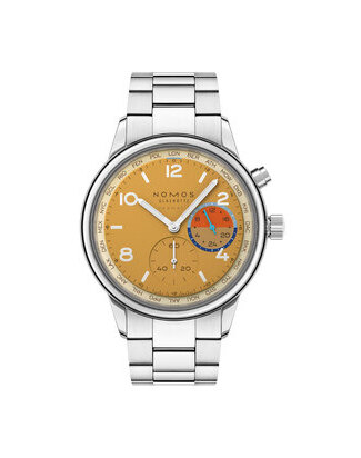 Nomos Club Sport neomatik Worldtimer Dune front