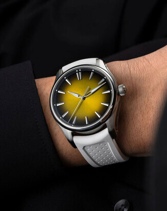 HMoser Pioneer CentreSeconds Sunny Side Up wristshot