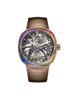 hmoser Streamliner Tourbillon Skeleton Rainbow red gold front