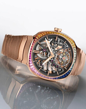 Hmoser Streamliner Tourbillon Skeleton Rainbow red gold lifestyle