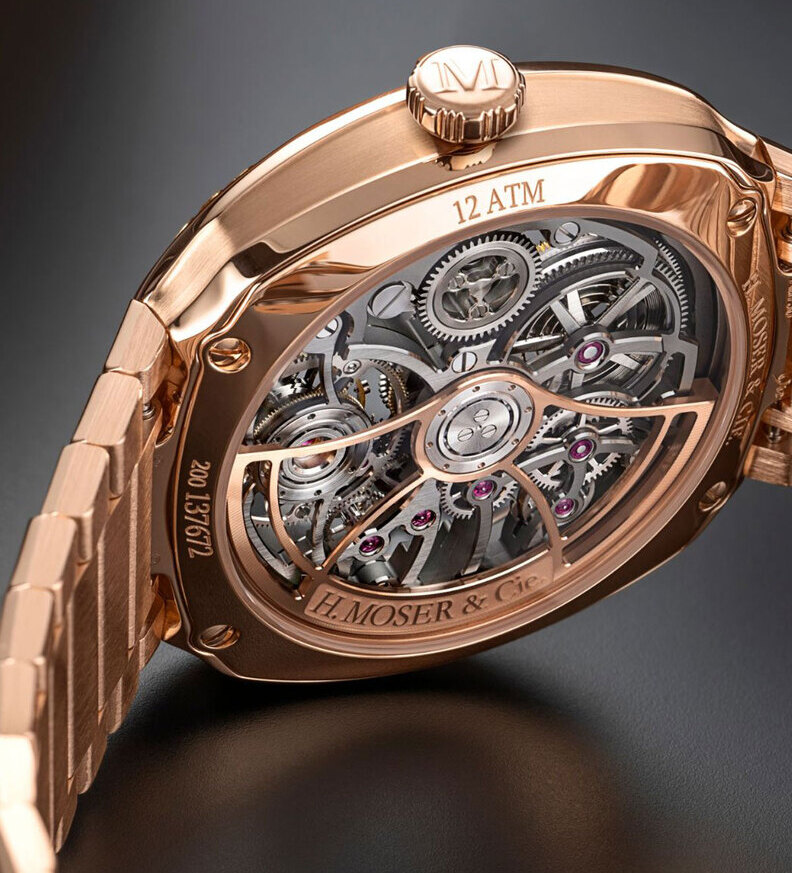 Hmoser Streamliner Tourbillon Skeleton Rainbow red gold caseback