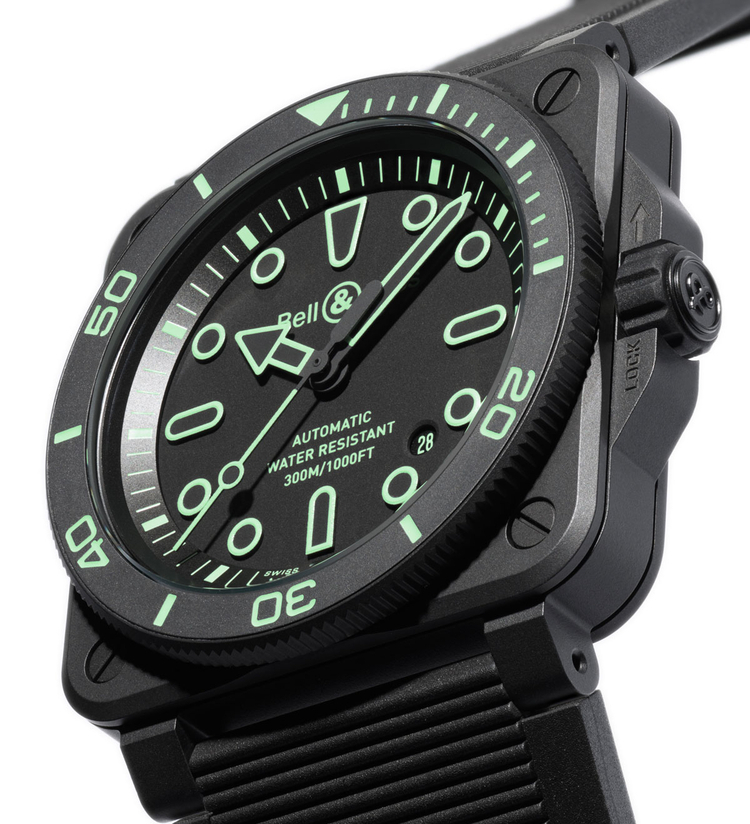 bellross BR0392 diver lum outline dial