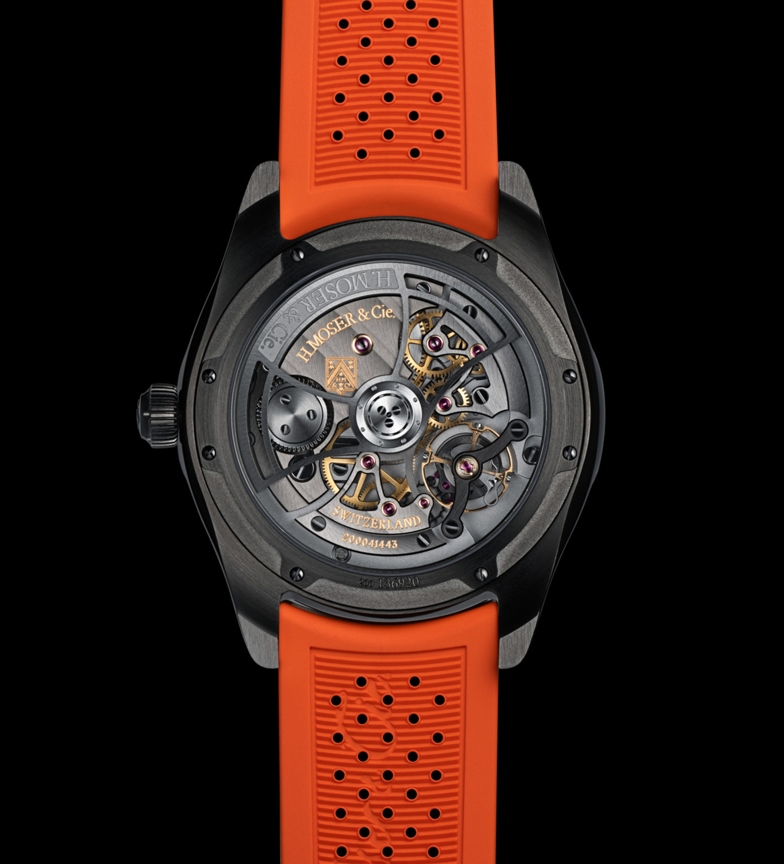hmoser Pioneer Centre Seconds Spiced Aqua Steel black DLC caseback