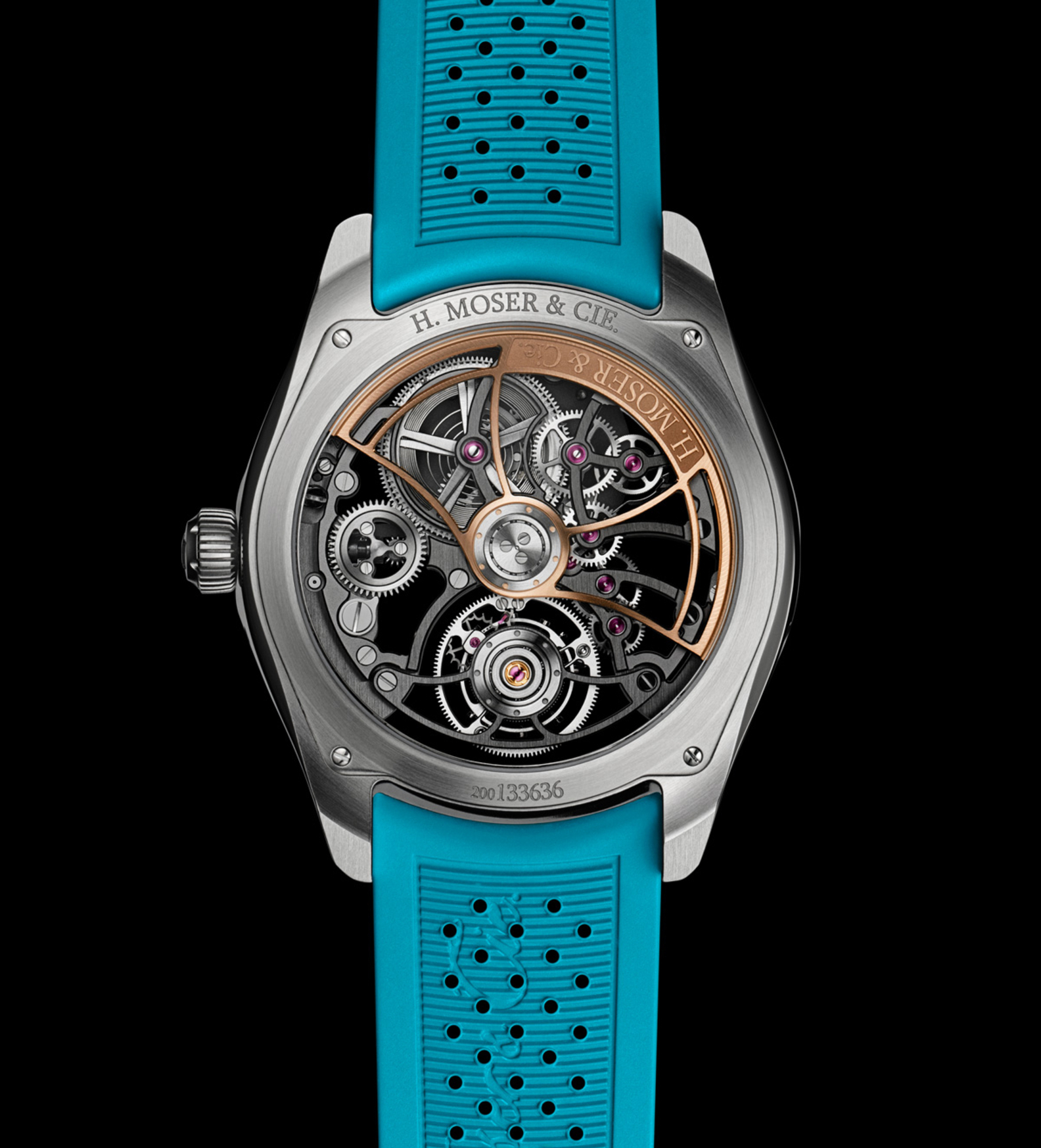 hmoser Pioneer Tourbillon Spiced Aqua caseback