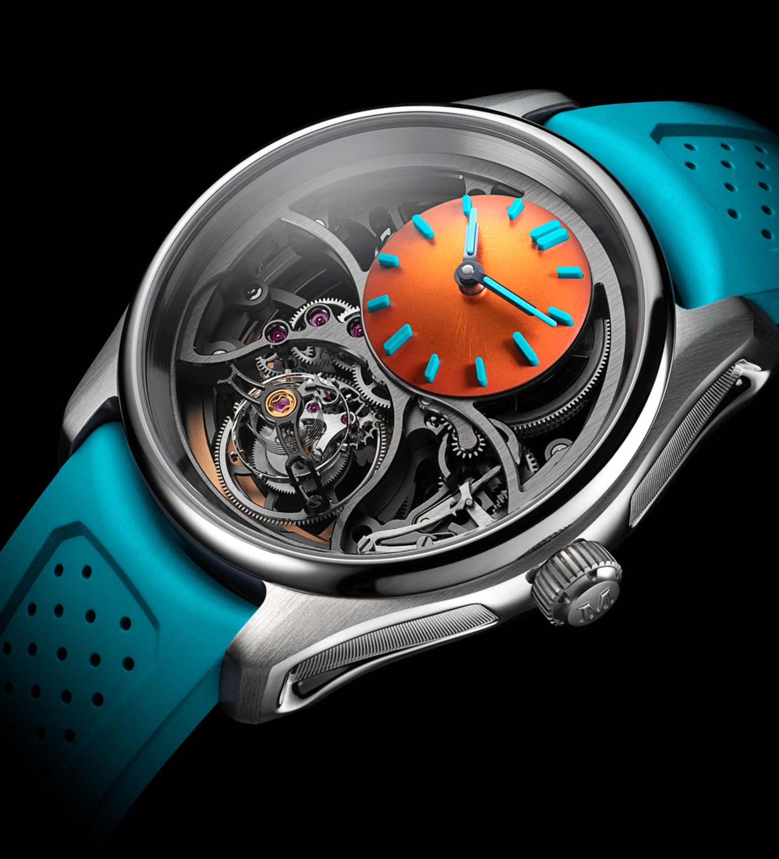 Hmoser Pioneer Cylindrical Tourbillon Skeleton Spiced Aqua watch