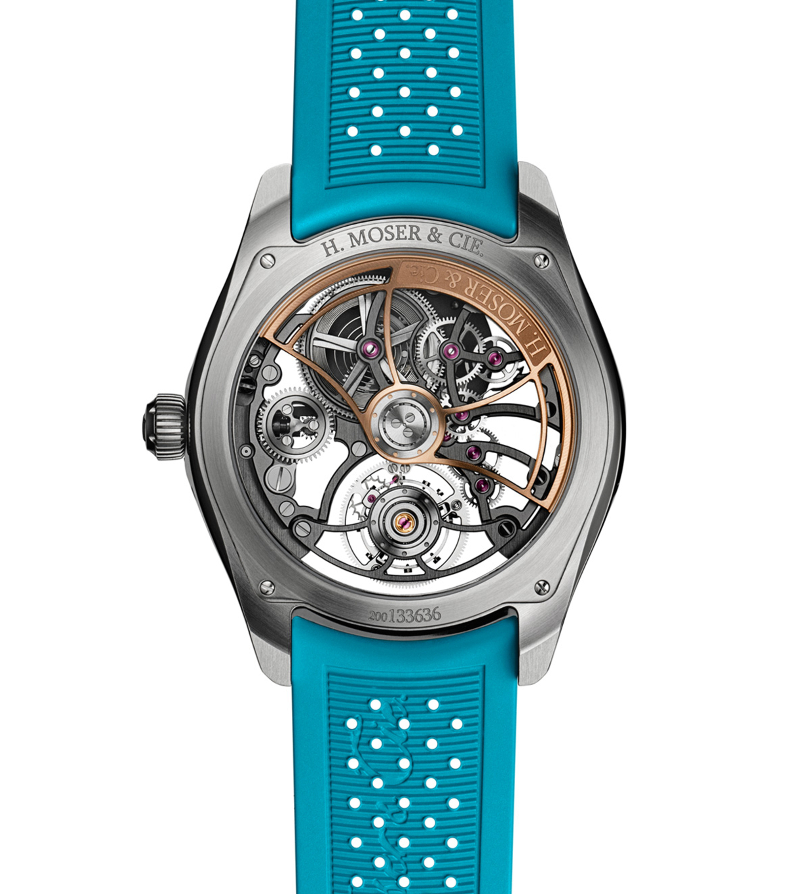 Hmoser Pioneer Cylindrical Tourbillon Skeleton Spiced Aqua caseback