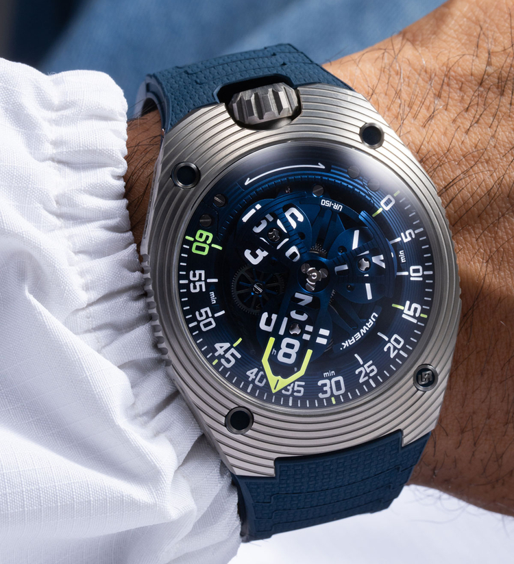 urwerk ur150 scorpion blue wristshot