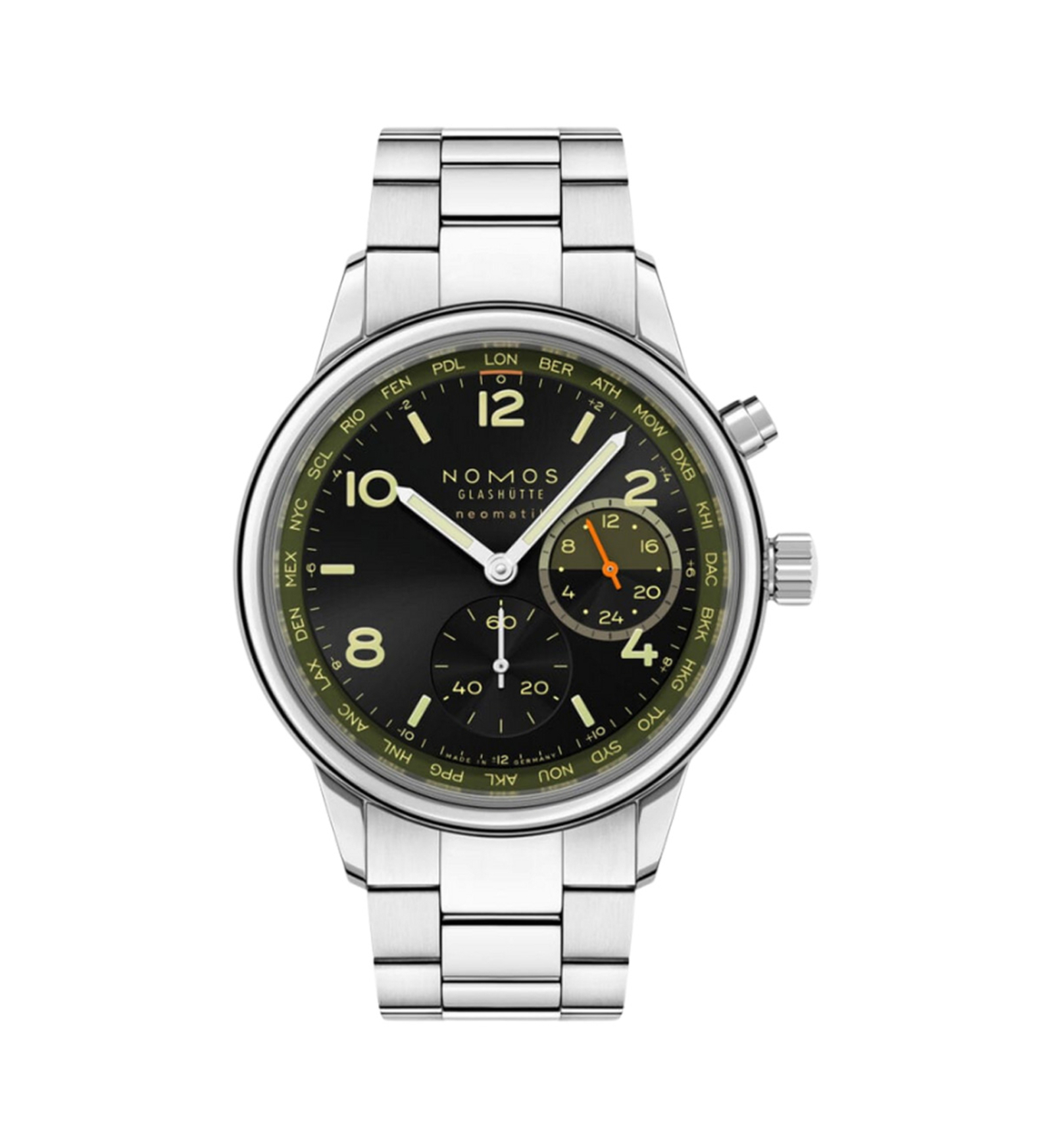 Nomos Club Sport neomatik Worldtimer Vector front