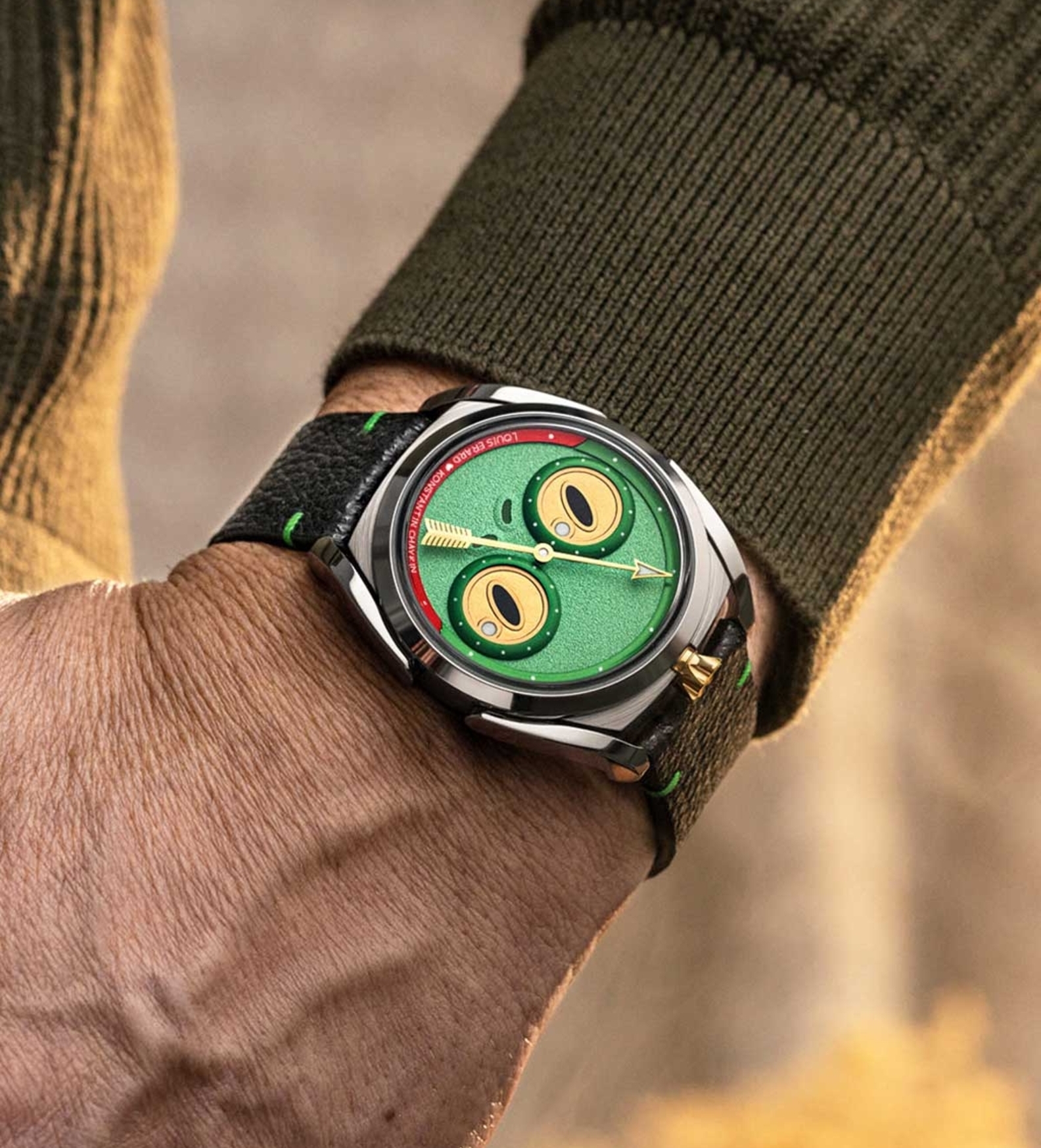 Louis Erard Konstantin Chaykin Unfrogettable Green wristshot