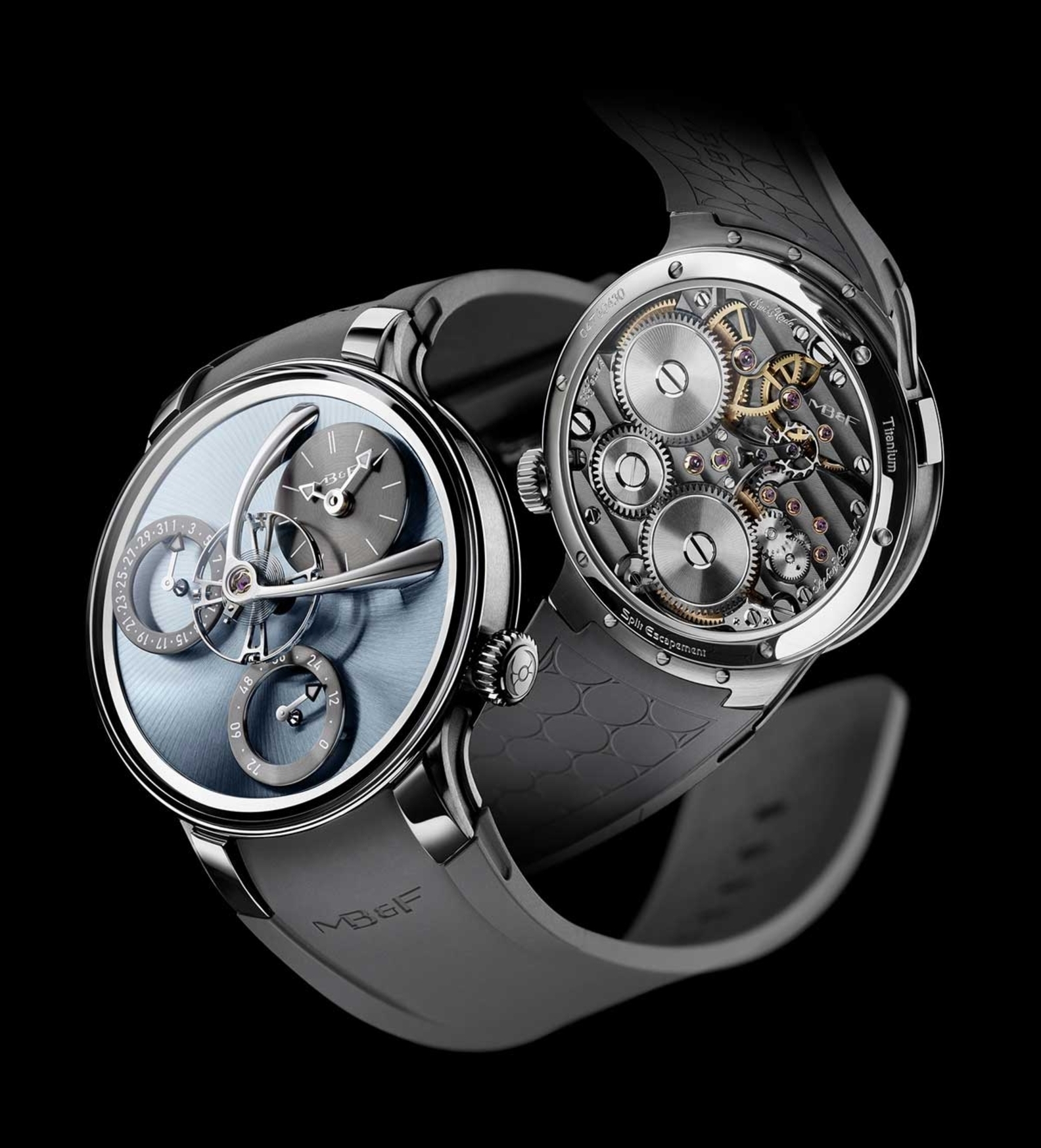MBandF LM split escapement blue caseback