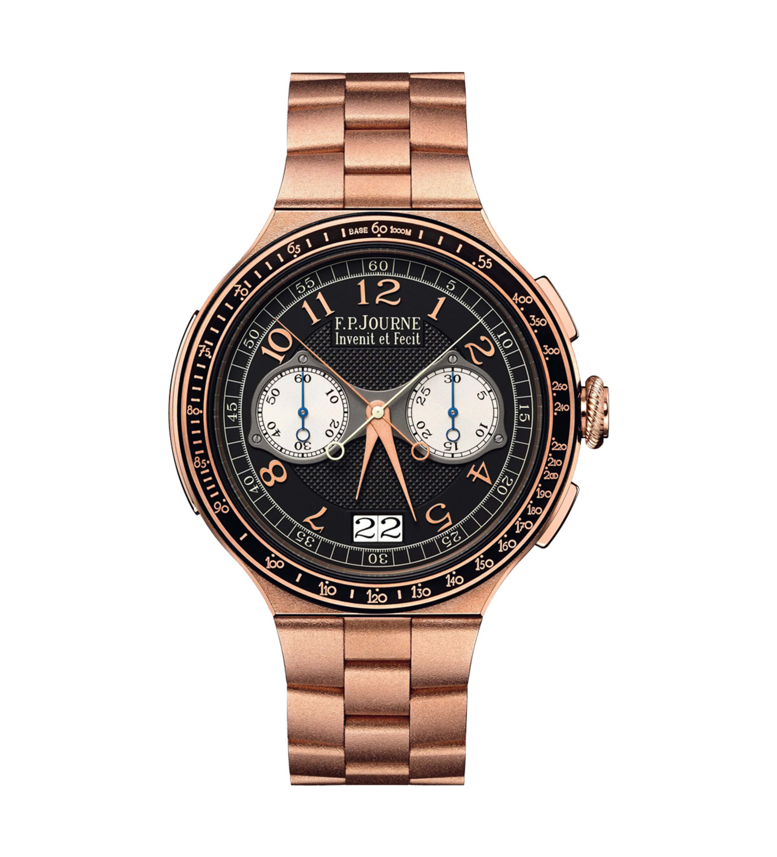 Chronographe Rattrapante gold fpjourne boutique black dial front