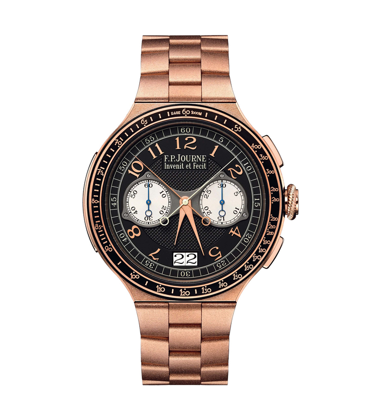 Chronographe Rattrapante gold fpjourne boutique black dial front