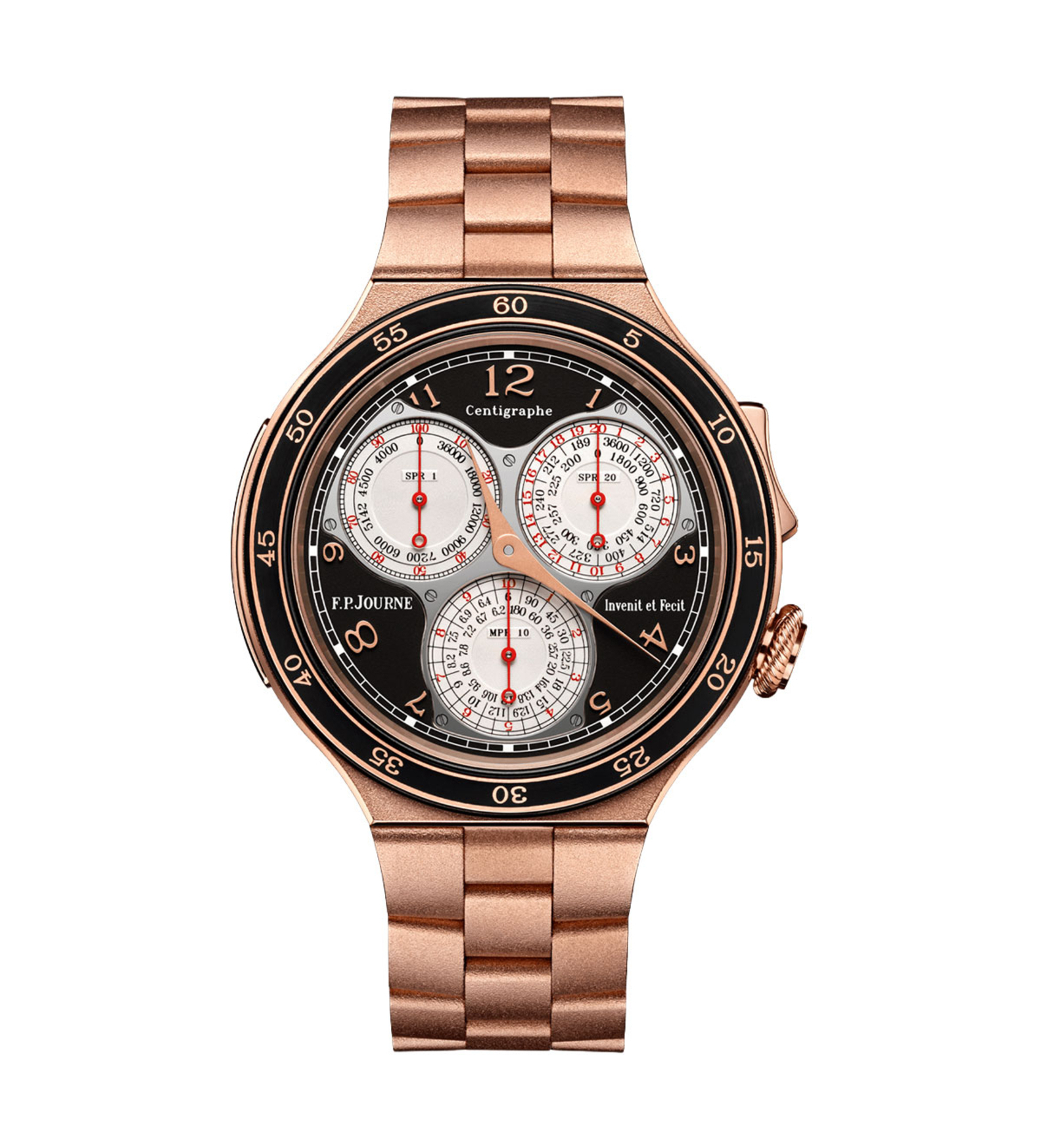 Centigraphe fpjourne gold black dial front