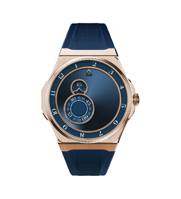 trilobe trentedeux sunray blue rose gold front