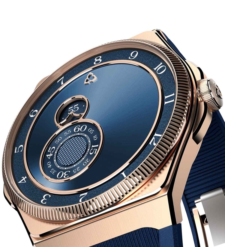 trilobe trentedeux sunray blue rose gold dial